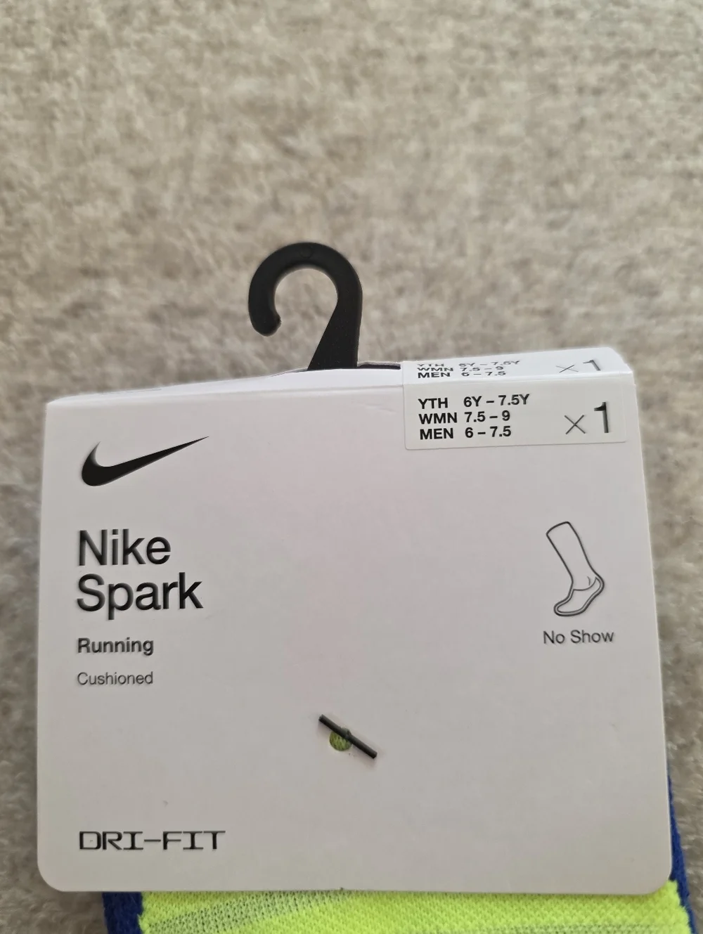 Nike Spark Cushioned Dri-fit Running No Show Sock In Volt Yellow